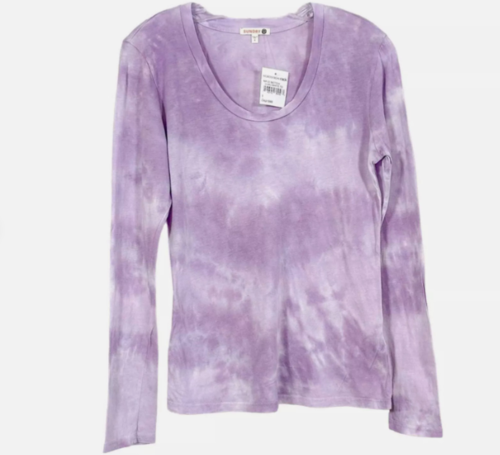 Sundry Purple and White Tie Dye Long Sleeve T-Shirt NWT MEDIUM layering $79